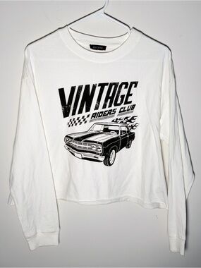 Zutter White Vintage Riders Club Graphic Crop Top